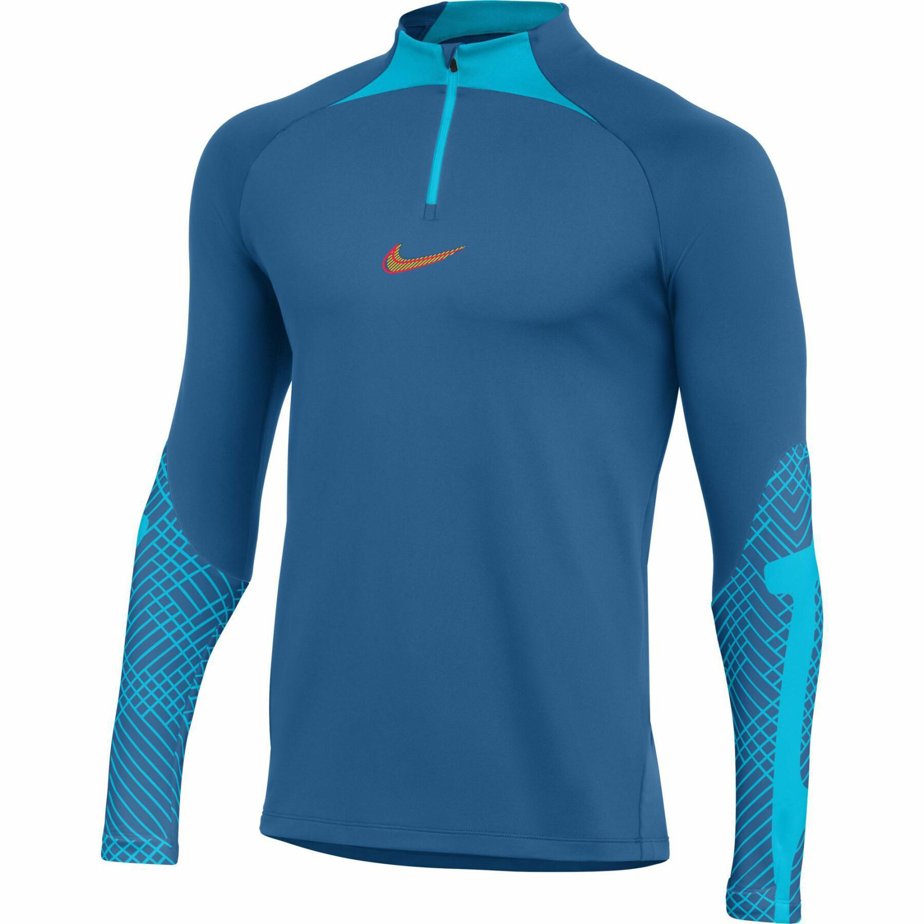 NIKE DRY-FIT STRIKE FOOTBALL DRILL TOP DARK MARINA BLUE/ CHLORINE BLUE