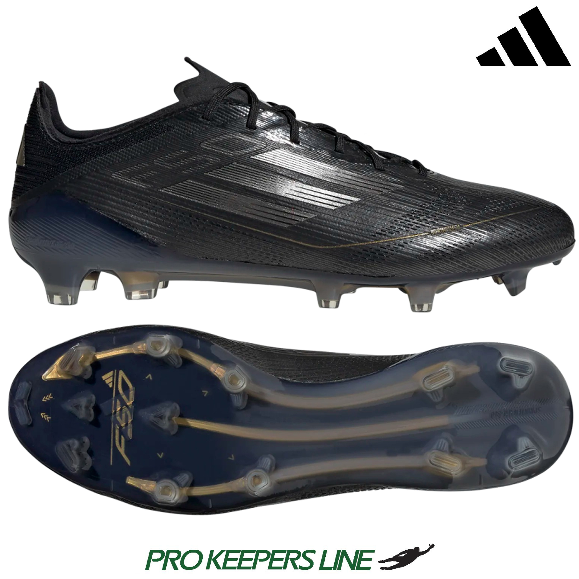 ADIDAS F50 ELITE FG CORE BLACK/IRON METALLIC/GOLD METALLIC