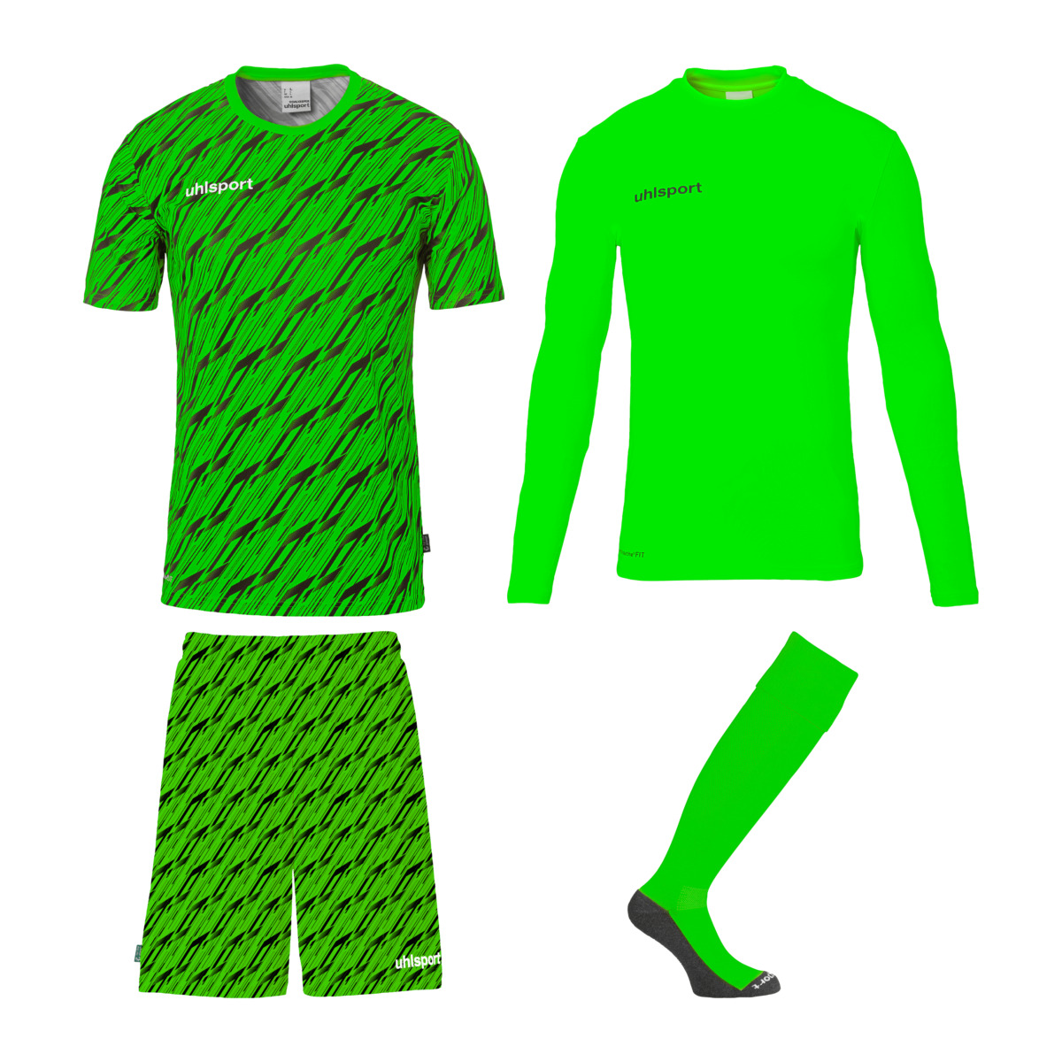 UHLSPORT PROGESSIVE GOALKEEPER SET FLUO GREEN/BLACK