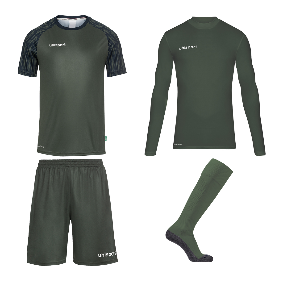 UHLSPORT REACTION GOALKEEPER SET EARTH DARK OLIVE/MARINE