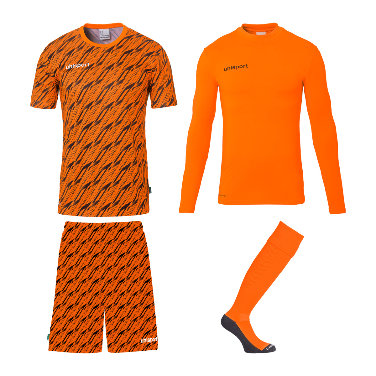 UHLSPORT PROGESSIVE GOALKEEPER SET FLUO ORANGE/BLACK