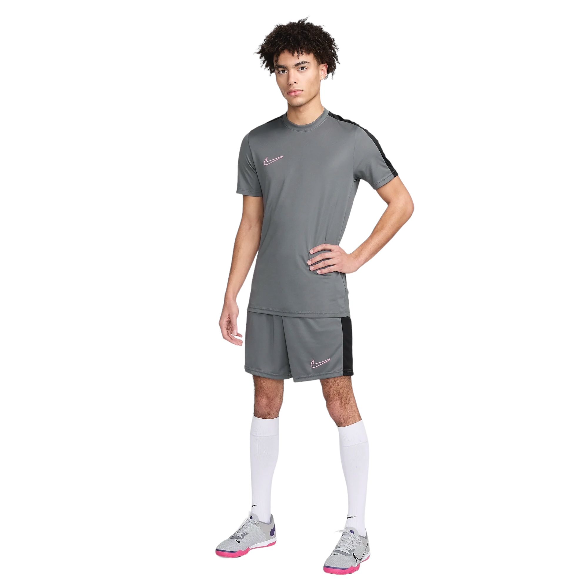 NIKE ACADEMY MEN'S DRI-FIT SHORT-SLEEVE GLOBAL FOOTBALL TOP  GREY/BLACK/SUNSET