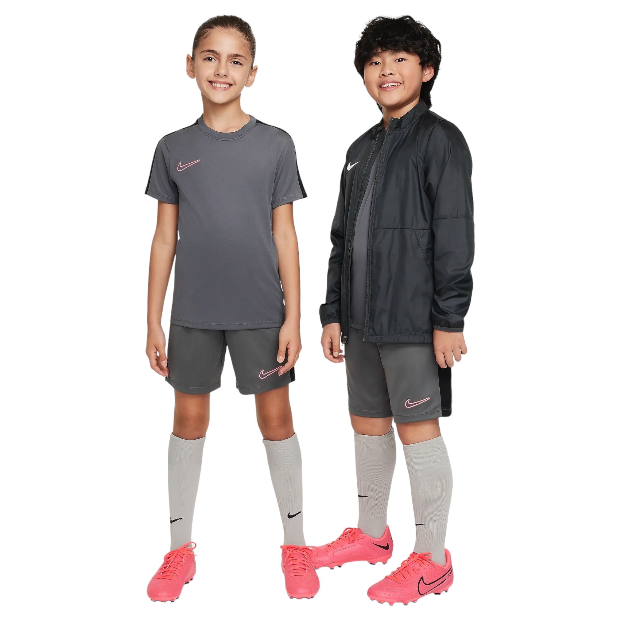 NIKE DRI-FIT ACADEMY23 FOOTBALL SHORTS JUNIOR GREY/BLACK/SUNSET