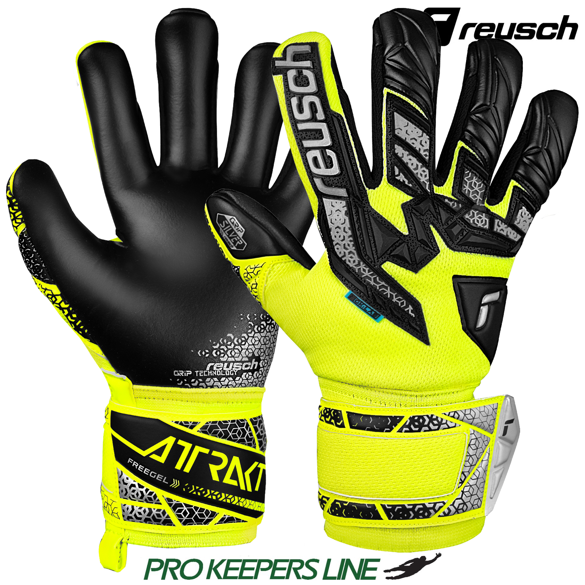 REUSCH ATTRAKT FREEGEL SILVER JUNIOR SAFE YELLOW/SILVER/BLACK JUNIOR