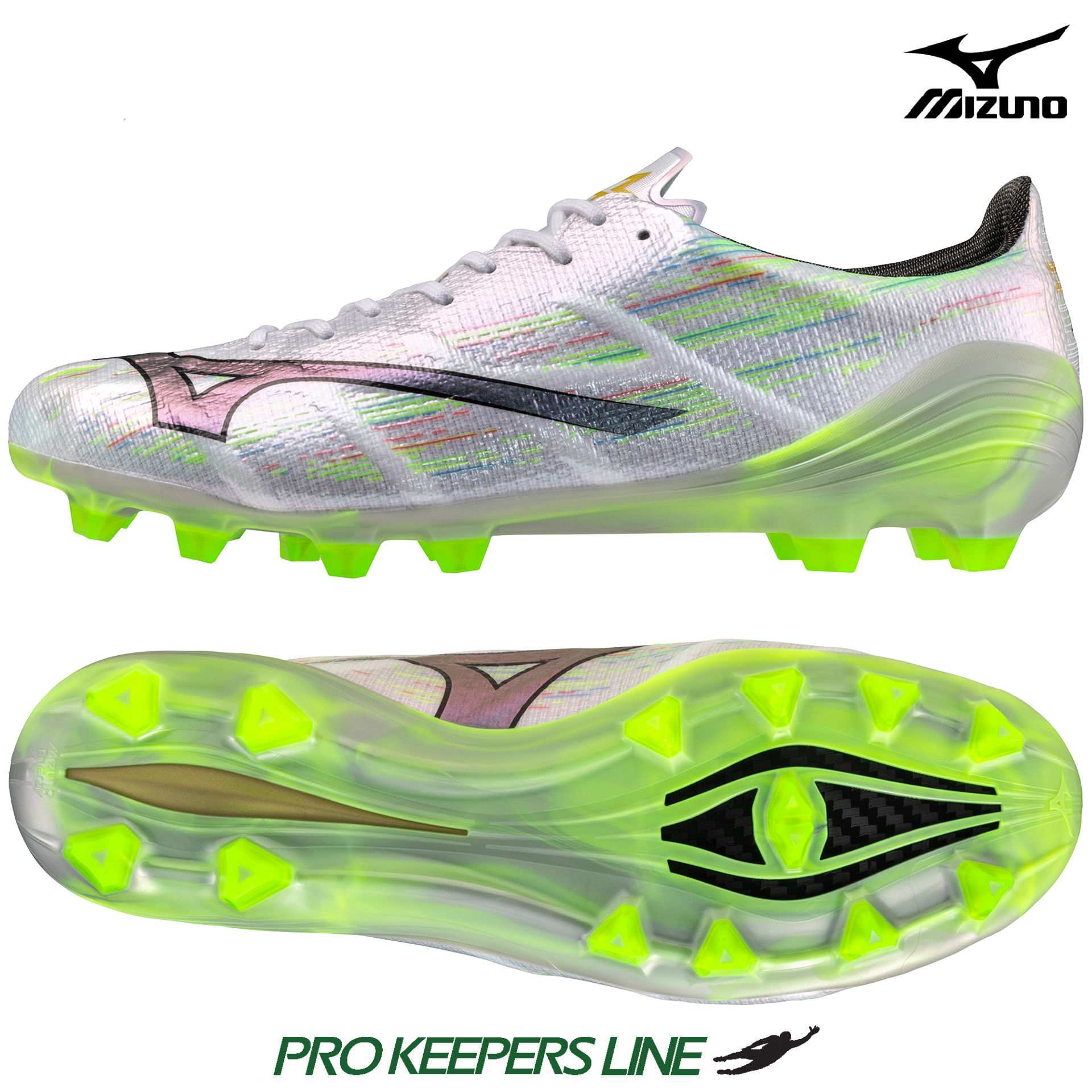 MIZUNO ALPHA II ELITE FG WHITE/SILVER IRIDISCENT/BLACK