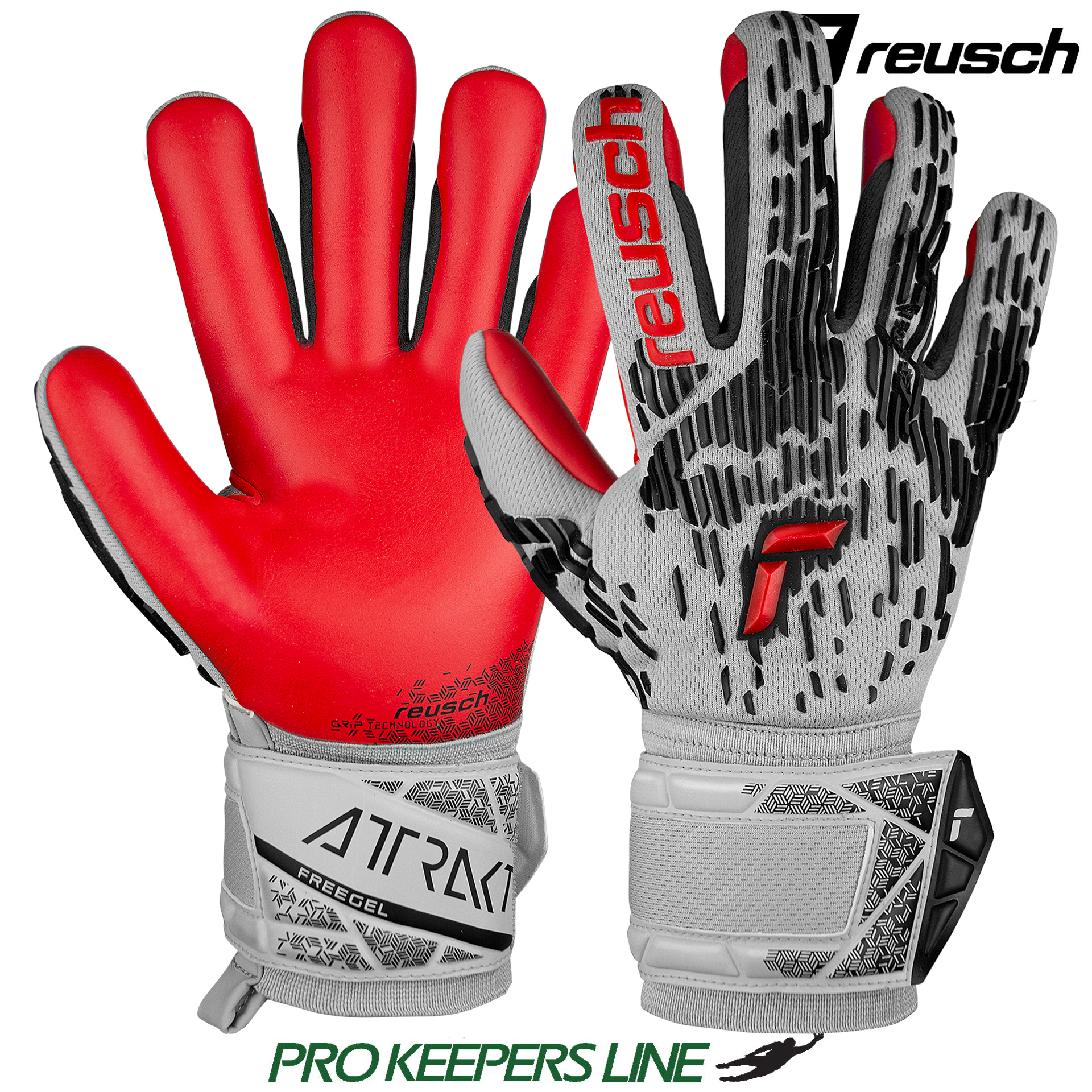 REUSCH ATTRAKT FREEGEL SILVER VAPOR GRAY/FIERY RED