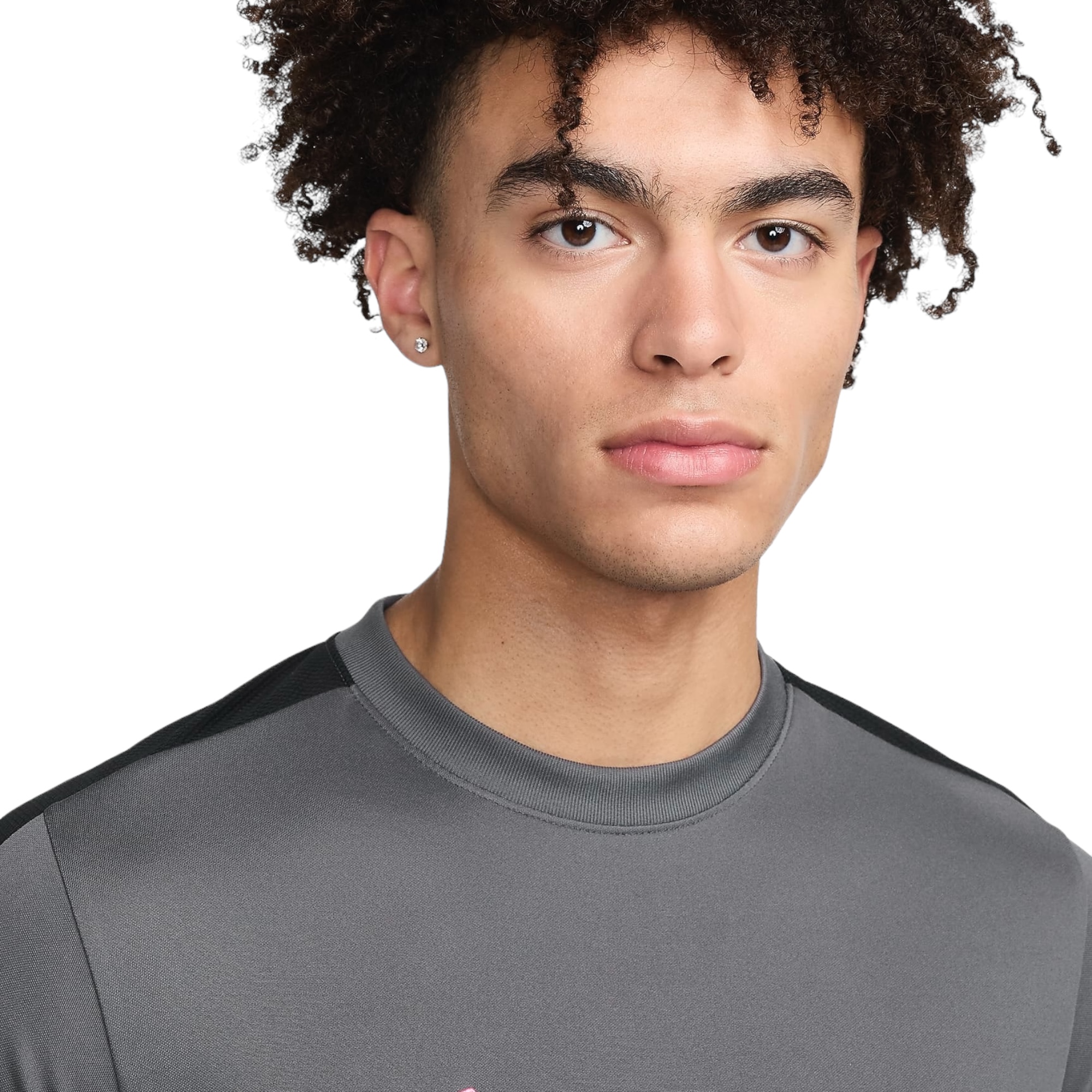 NIKE ACADEMY MEN'S DRI-FIT SHORT-SLEEVE GLOBAL FOOTBALL TOP  GREY/BLACK/SUNSET