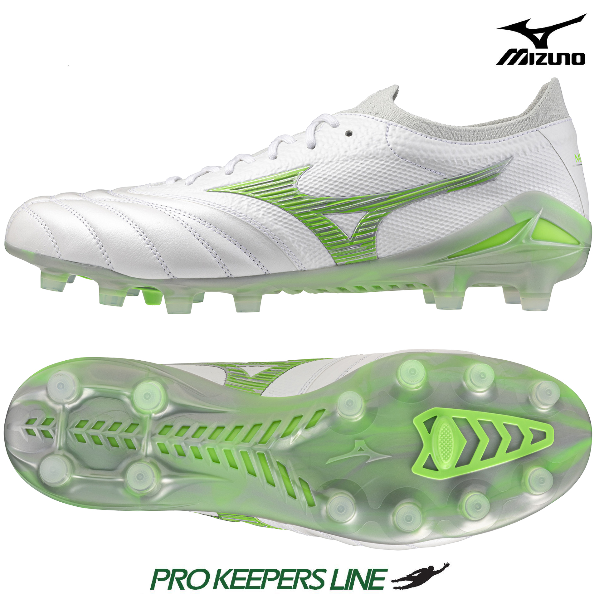 MIZUNO MORELIA NEO IV BETA JAPAN MD WHITE/NEON GREEN/COOL GRAY 3C